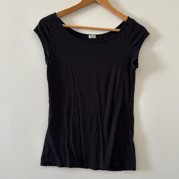 Splendid Black Tee Pima Cotton Blend Size Large - Picture 2 of 5